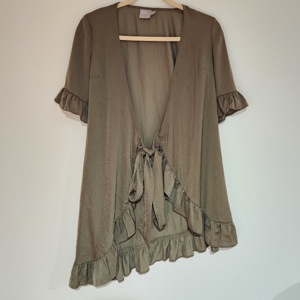 Wrap tie short sleeve cardigan